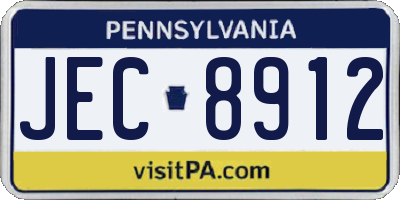 PA license plate JEC8912