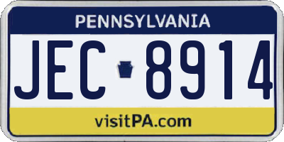 PA license plate JEC8914