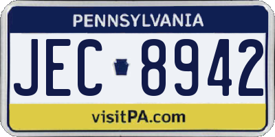 PA license plate JEC8942