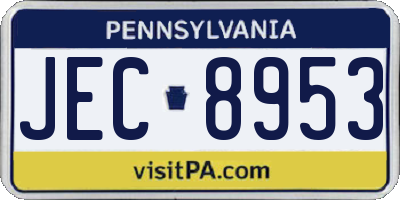 PA license plate JEC8953