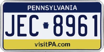 PA license plate JEC8961