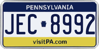 PA license plate JEC8992
