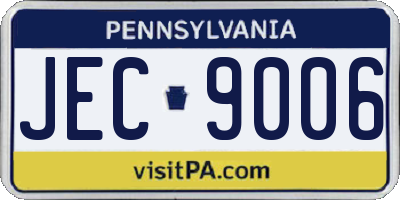PA license plate JEC9006