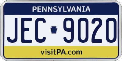 PA license plate JEC9020