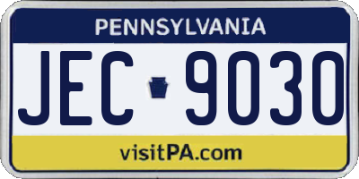 PA license plate JEC9030