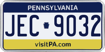 PA license plate JEC9032