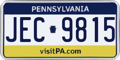 PA license plate JEC9815