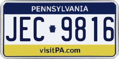 PA license plate JEC9816