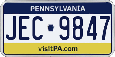 PA license plate JEC9847