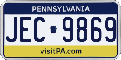 PA license plate JEC9869