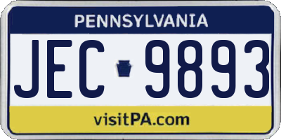 PA license plate JEC9893