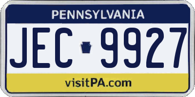 PA license plate JEC9927