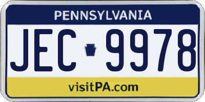 PA license plate JEC9978