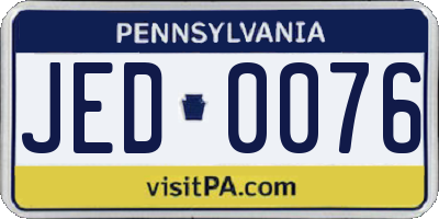 PA license plate JED0076