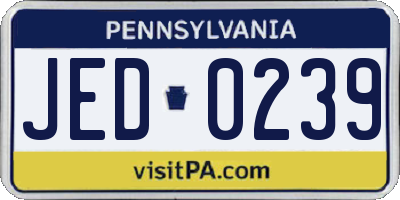 PA license plate JED0239