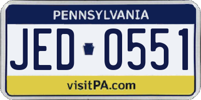PA license plate JED0551