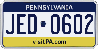 PA license plate JED0602