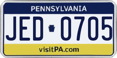PA license plate JED0705