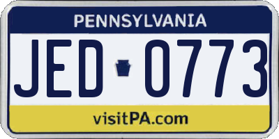 PA license plate JED0773
