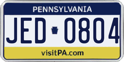 PA license plate JED0804