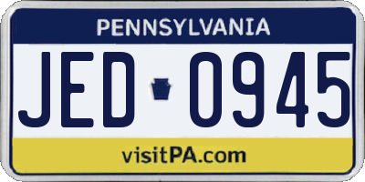 PA license plate JED0945