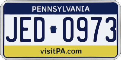 PA license plate JED0973