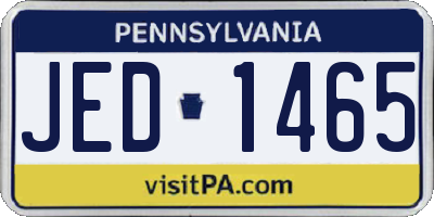 PA license plate JED1465