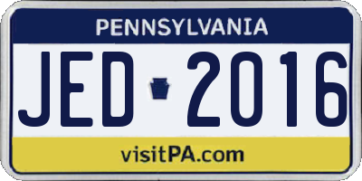 PA license plate JED2016
