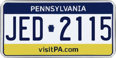 PA license plate JED2115