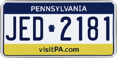 PA license plate JED2181