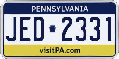 PA license plate JED2331