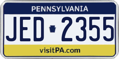 PA license plate JED2355