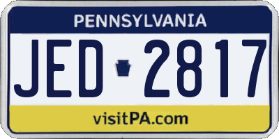 PA license plate JED2817