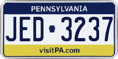 PA license plate JED3237