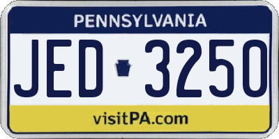 PA license plate JED3250