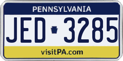 PA license plate JED3285
