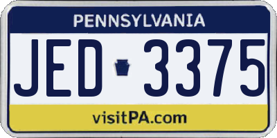 PA license plate JED3375