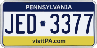 PA license plate JED3377