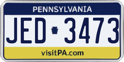 PA license plate JED3473