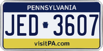 PA license plate JED3607