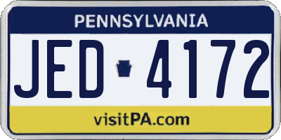 PA license plate JED4172