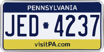PA license plate JED4237