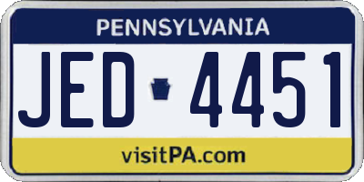 PA license plate JED4451