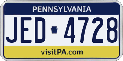 PA license plate JED4728