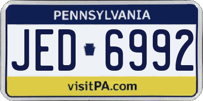 PA license plate JED6992