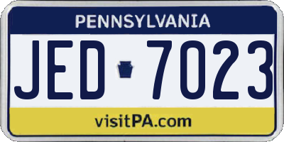 PA license plate JED7023