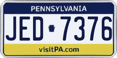 PA license plate JED7376