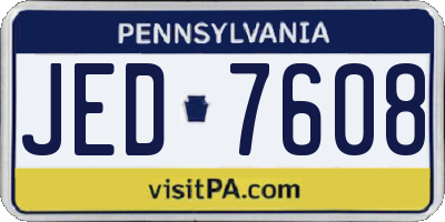 PA license plate JED7608