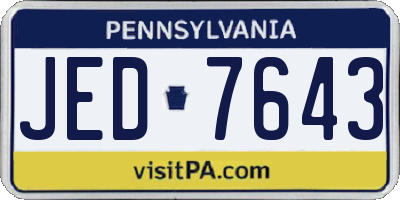 PA license plate JED7643