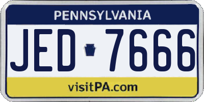 PA license plate JED7666